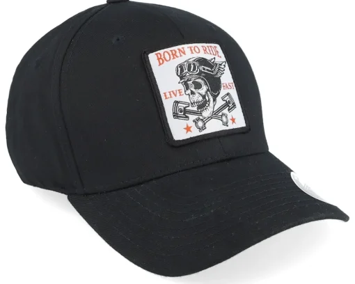 Skull & Pistons Patch Black Flexfit - Born To Ride