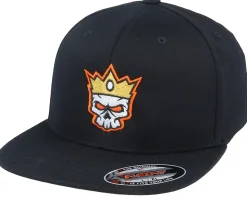 Skull Crown Flat Brim Black Fitted - Iconic