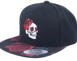 Skulls And Roses Black/Rose Red Snapback - Iconic