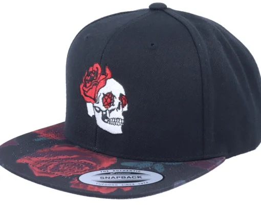 Skulls And Roses Black/Rose Red Snapback - Iconic