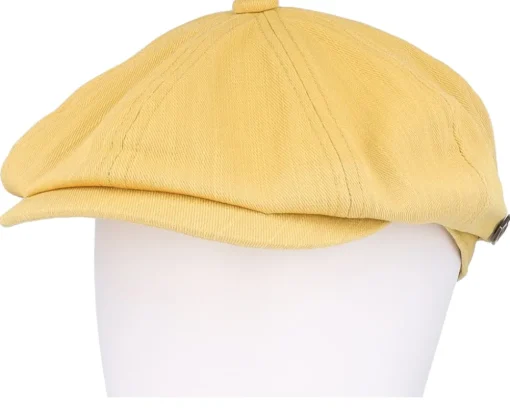 Slub Cotton Yellow Flat Cap - MJM Hats