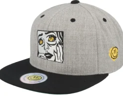 Smile Eyes Heather Grey/Black Snapback - Lucid Smile