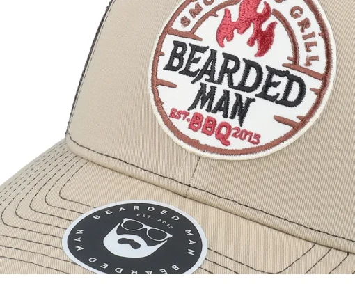Smoke Grill Bbq Logo 112 Khaki/Coffee Trucker - Bearded Man