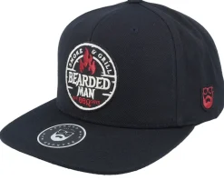 Smoke Grill Bbq Logo Dark Navy/Dark Navy Snapback - Bearded Man