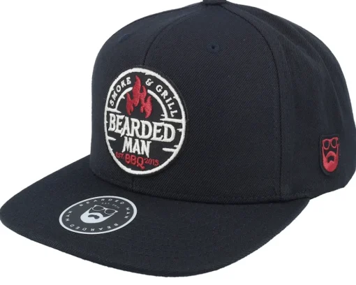 Smoke Grill Bbq Logo Dark Navy/Dark Navy Snapback - Bearded Man