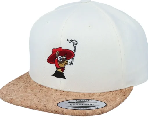 Smoking Llama Natural White/Cork Snapback - Iconic