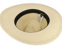 Sol Straw Fedora Natural/Black Straw Hat - Brixton