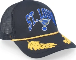 St. Louis Blues Gold Leaf Black Trucker - Mitchell & Ness