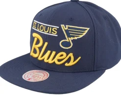 St. Louis Blues Retro Lock Up Blue Snapback - Mitchell & Ness