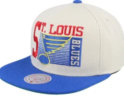 St. Louis Blues Speed Zone Vintage Off White/Blue Snapback - Mitchell & Ness