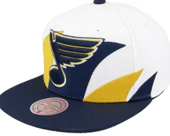 St. Louis Blues Vintage Sharktooth White/Navy Snapback - Mitchell & Ness