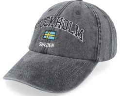 Stockholm Sweden Washed Black Dad Cap - Iconic