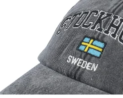 Stockholm Sweden Washed Black Dad Cap - Iconic