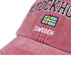 Stockholm Sweden Washed Red Dad Cap - Iconic