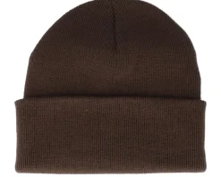 Sunset Logo Patch Chocolate Brown Beanie - Bearded Man