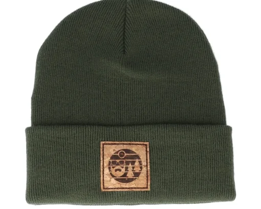 Sunset Logo Patch Olive Green Beanie - Bearded Man