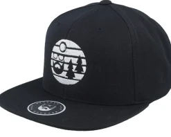 Sunset White Logo Black Snapback - Bearded Man