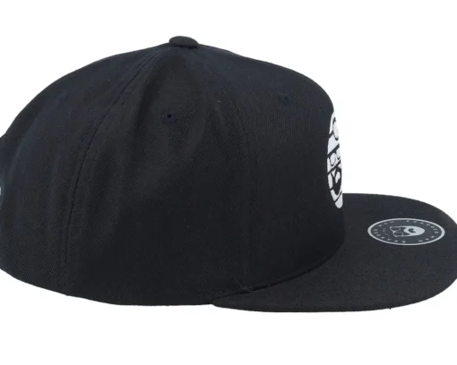 Sunset White Logo Black Snapback - Bearded Man