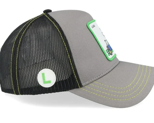 Super Mario Luigi Black/Grey A-Frame Trucker - Capslab