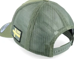 Sverige Sweden Army Skull Olive Trucker - Army Head