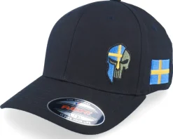 Sverige Sweden Color Army Skull Black Flexfit - Army Head