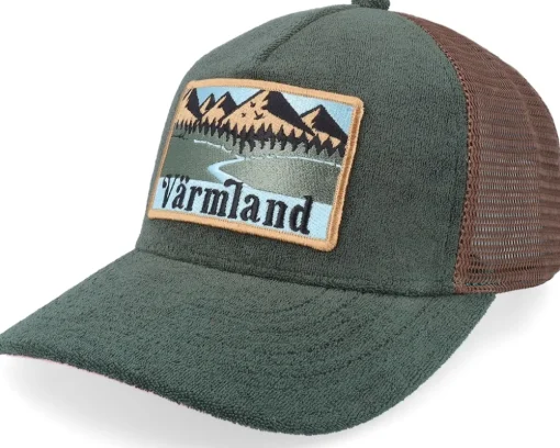 Swedish Värmland Landscape Terry Green/Brown A-Frame Trucker - Wild Spirit