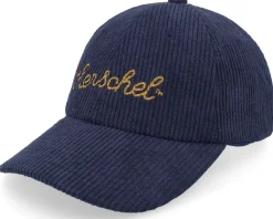 Sylas Corduroy Chain Stitch Cap Black Iris/Gold Yellow Dad Cap - Herschel
