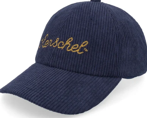 Sylas Corduroy Chain Stitch Cap Black Iris/Gold Yellow Dad Cap - Herschel