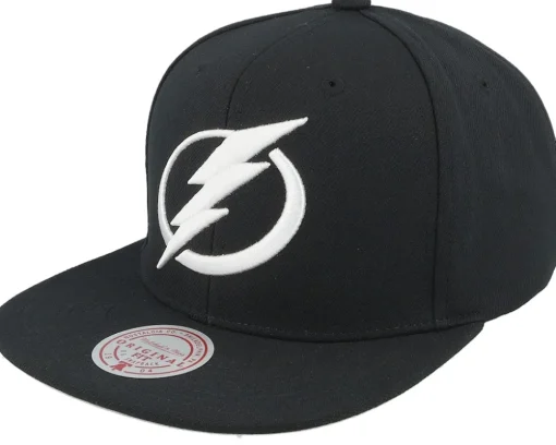 Tampa Bay Lightning Evergreen Black White Cap Black Snapback - Mitchell & Ness