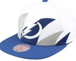 Tampa Bay Lightning Vintage Sharktooth White/Blue Snapback - Mitchell & Ness