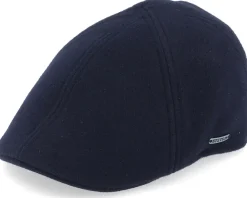 Texas Duck Shape Texas Wool/Cashmere Navy Flat Cap - Stetson