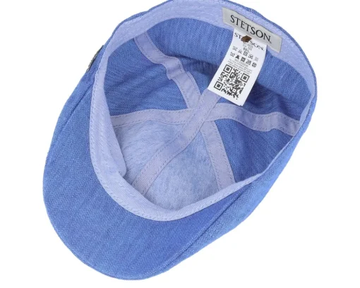 Texas Linen Herringbone Blue Flatcap - Stetson