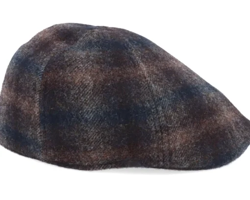 Texas Wool Check Brown Flat Cap - Stetson