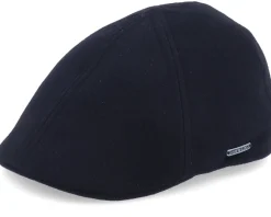 Texas Wool/Cashmere Ear Flap Black Flat Cap - Stetson