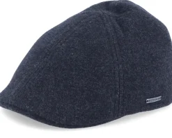 Texas Wool/Cashmere Ear Flap 2 Black Flat Cap - Stetson