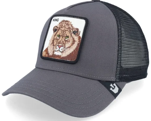 The King Lion Grey/Black A-Frame Trucker - Goorin Bros.