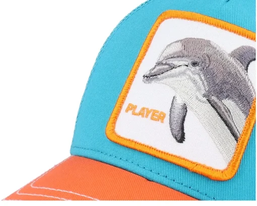 The Player Dolphin Turquoise/Orange A-Frame Trucker - Goorin Bros.