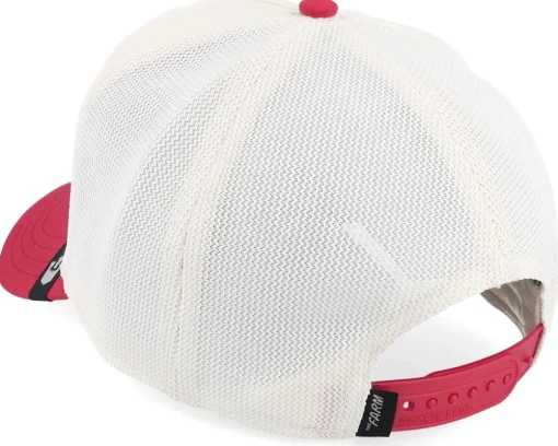 The Suede Snow Leopard Micro Suede White/Red A-Frame Trucker - Goorin Bros.
