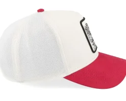 The Suede Snow Leopard Micro Suede White/Red A-Frame Trucker - Goorin Bros.
