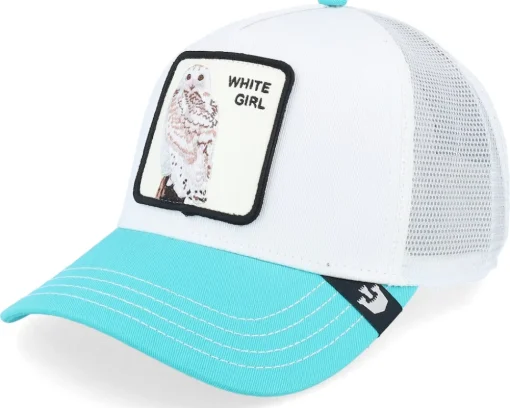 The White Owl Head South White/Teal A-Frame Trucker - Goorin Bros.