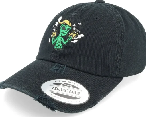 Thug Alien With Guns Black Destroyed Dad Cap - Abducted