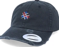 Tic Tac Toe Color Ripped Black Dad Cap - Abducted