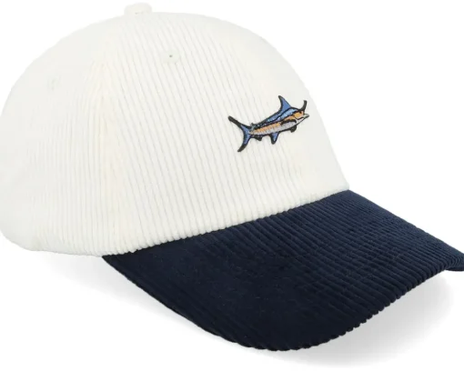 Tiny Blue Marlin Corduroy Off White/Navy Dad Cap - Skillfish