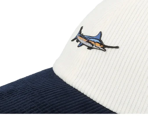 Tiny Blue Marlin Corduroy Off White/Navy Dad Cap - Skillfish