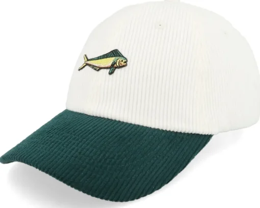 Tiny Mahi Mahi Corduroy White/Dark Forest Dad Cap - Skillfish