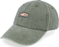 Tiny Rainbow Trout Fish Vintage Washed Olive Dad Cap - Skillfish