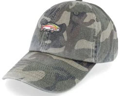 Tiny Rainbow Trout Fish Vintage Washed Jungle Camo Dad Cap - Skillfish