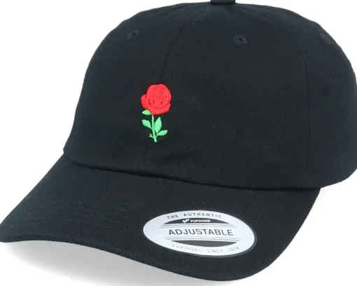Tiny Red Rose Black Dad Cap - Iconic