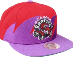 Toronto Raptors Sharktooth Red/Purple Snapback - Mitchell & Ness