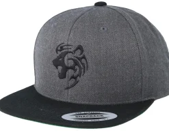 Tribal Lion Charcoal/Black Snapback - Tattoo Collective